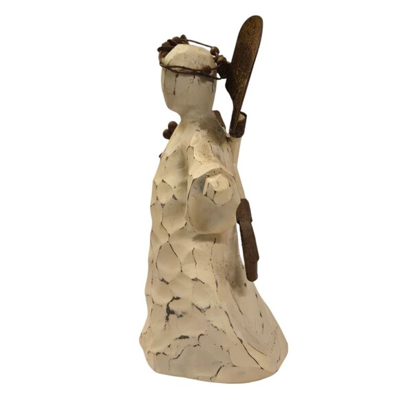 Angel Figurine Garden Shovel Wings Flowers Gardener 7 Inch P Caldwell - Picture 6 of 16